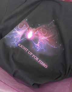 #lightupforfibro Black Unisex T-shirt customised  FFU Scotland CIC Branded Merchandise