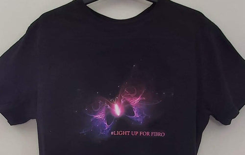 #lightupforfibro Black Unisex T-shirt customised  FFU Scotland CIC Branded Merchandise